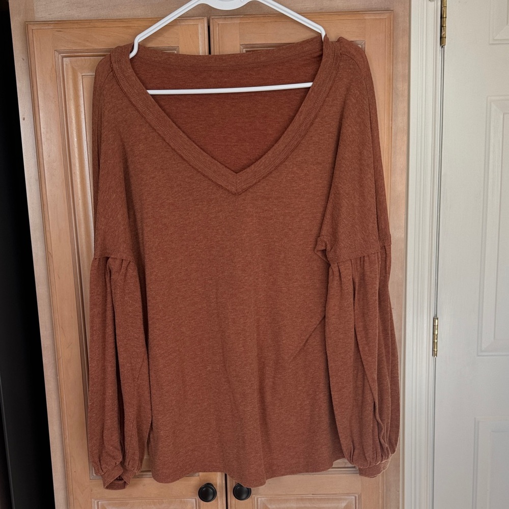 Women's Rust V-Neck Top